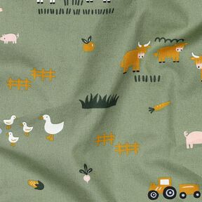 Bavlněný popelín Hospodářská zvířata | Poppy Fabrics – piniová, 