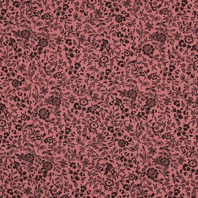 Mušelín / dvojitá mačkaná tkanina Dvoubarevné květy  | Poppy Fabrics – tmavě starorůžová/černá, 