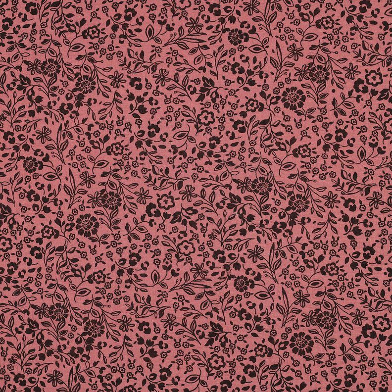 Mušelín / dvojitá mačkaná tkanina Dvoubarevné květy | Poppy Fabrics – tmavě starorůžová/černá, image number 1