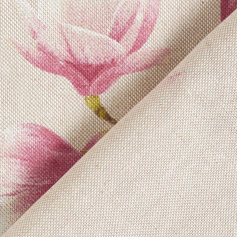 Dekorační látka Polopanama Květ magnolie – slézová/přírodni, image number 4