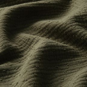 Mušelín / dvojitá mačkaná tkanina dobby – khaki | Zbytek 90cm, 