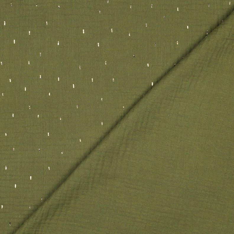 Mušelín / dvojitá mačkaná tkanina Pravoúhelník Fóliový potisk | Poppy Fabrics – piniová/zlatá, image number 4