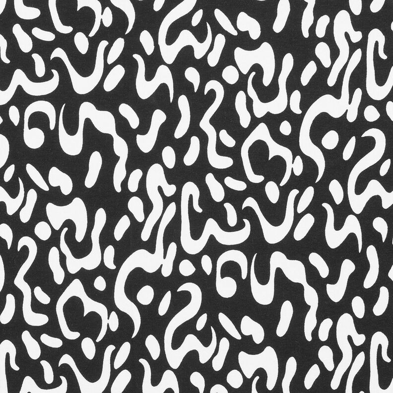 Viskózový žerzej abstraktní leopardí vzor – černá/bílá, image number 7