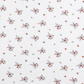 GOTS Bavlněný žerzej rozptýlené květiny | Poppy Fabrics – bílá, 