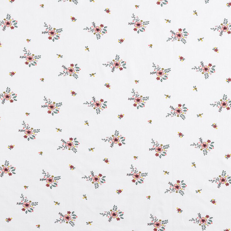 GOTS Bavlněný žerzej rozptýlené květiny | Poppy Fabrics – bílá,  image number 1