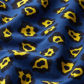 Francouzské froté letní teplákovina Leopard – namornicka modr/zelenkavá, 