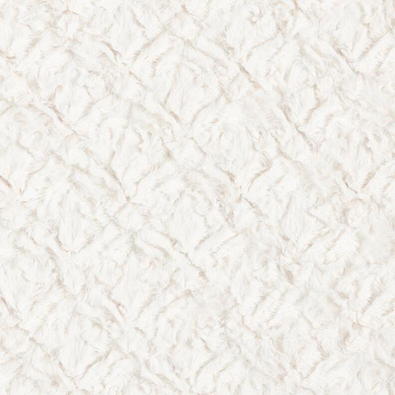 Umělá kožešina kosočtvercový vzor – vlněná bílá,  image number 1