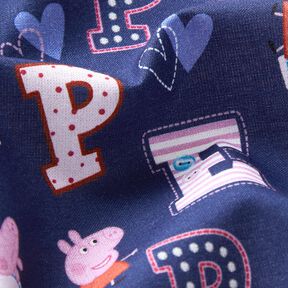 Bavlněný popelín Písmena prasátko Peppa Licenční látky | ABC Ltd – indigová, 