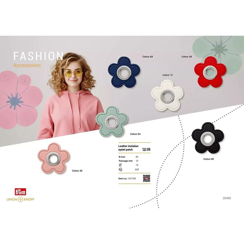 Nášivka s očkem koženková květina | Prym – růžová,  image number 3