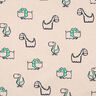 Bavlněný flanel Drzí dinosauři | Poppy Fabrics – přírodni/smaragdově zelená,  thumbnail number 1
