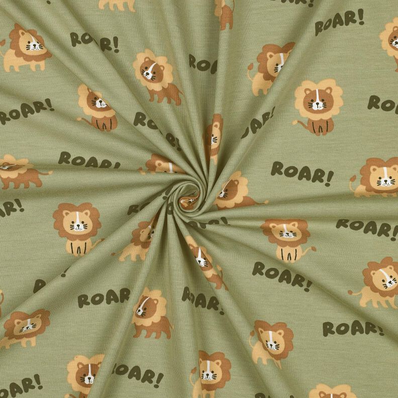 Bavlněný žerzej Lev | Poppy Fabrics – pistáciová/srnčí hnědá,  image number 3
