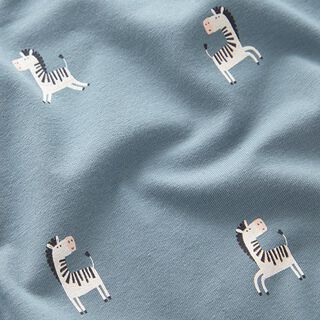 Bavlněný žerzej Veselá zebra – modrošedá, 