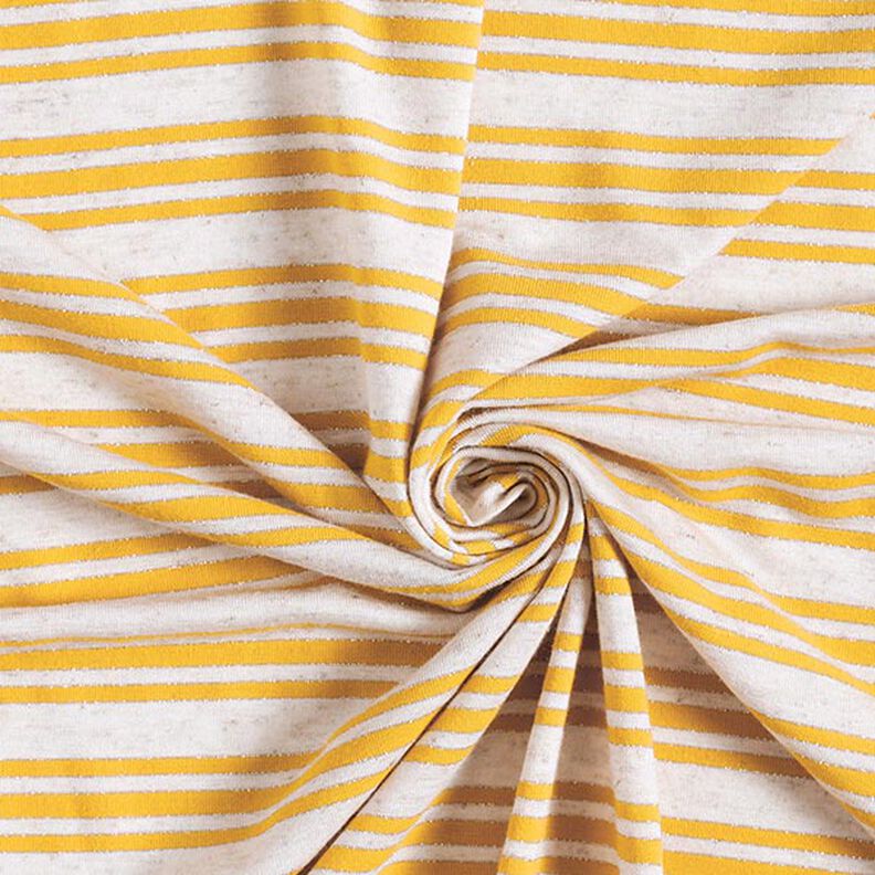 Viskózový žerzej s nepravidelnými třpytivými pruhy – vlněná bílá/sluníčkově žlutá,  image number 3