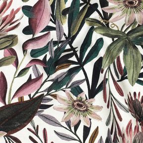 Dekorační látka Plátno Umělecké květiny – slonová kost/tmavá borovice, 