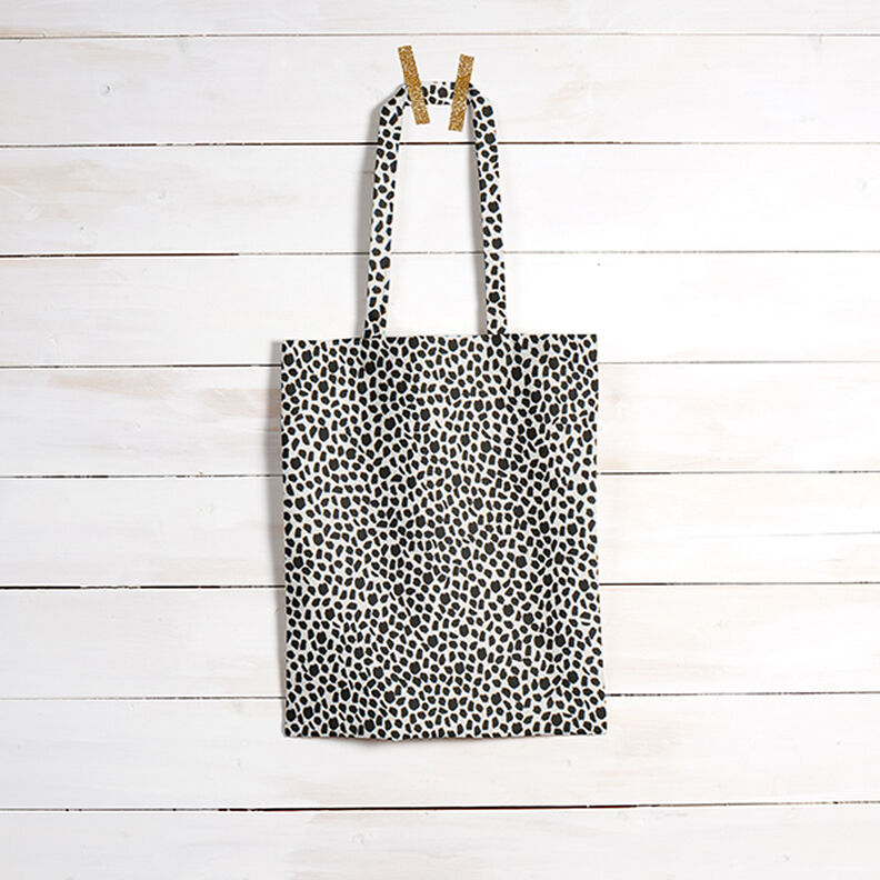 Dekorační látka Polopanama Leopardí potisk – černá/přírodni,  image number 7