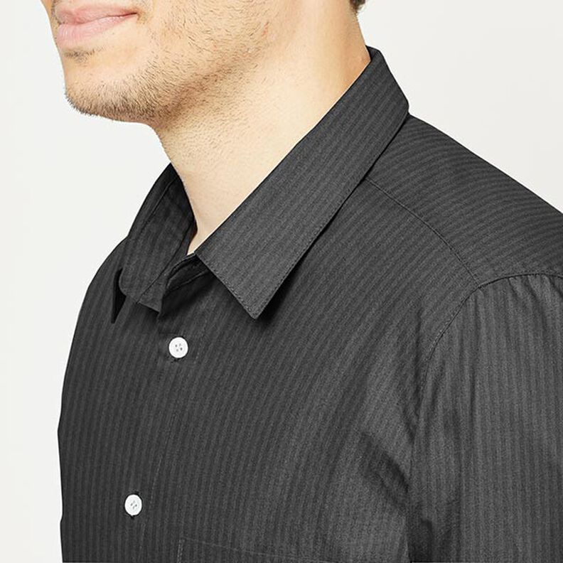 Košilová látka jemné proužky – černá,  image number 5