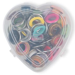 Grommet s ručním svorkou, v srdíčkové krabičče [14 mm] | Prym – červená, 