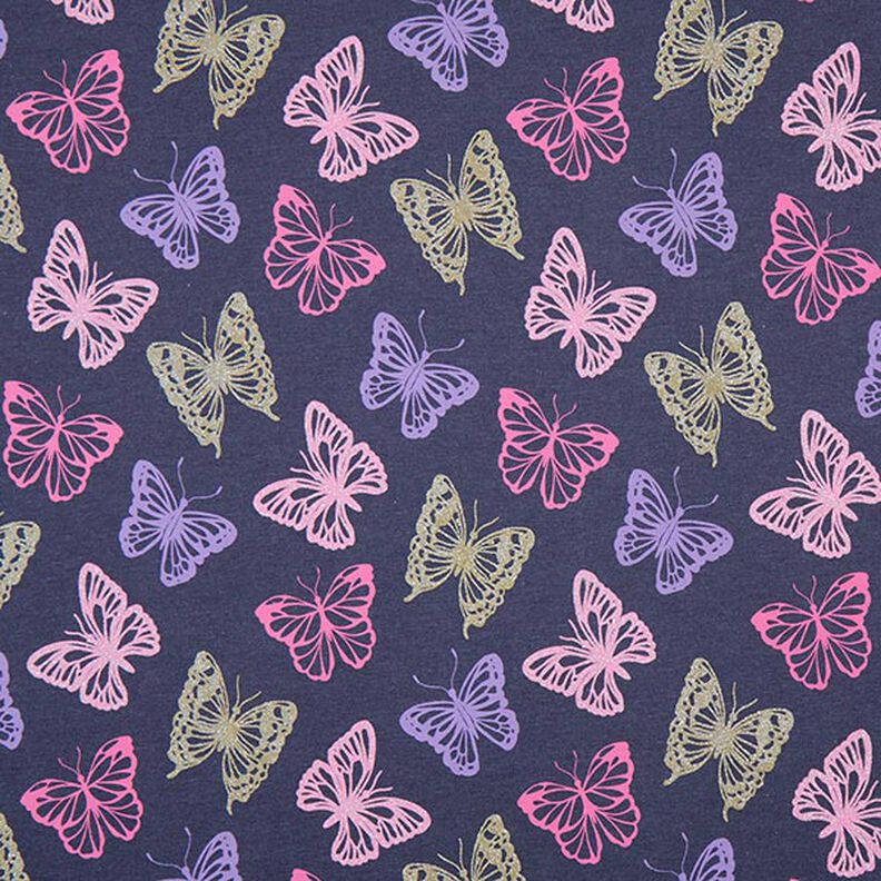 Bavlněný žerzej třpytiví motýli – černomodrá,  image number 1