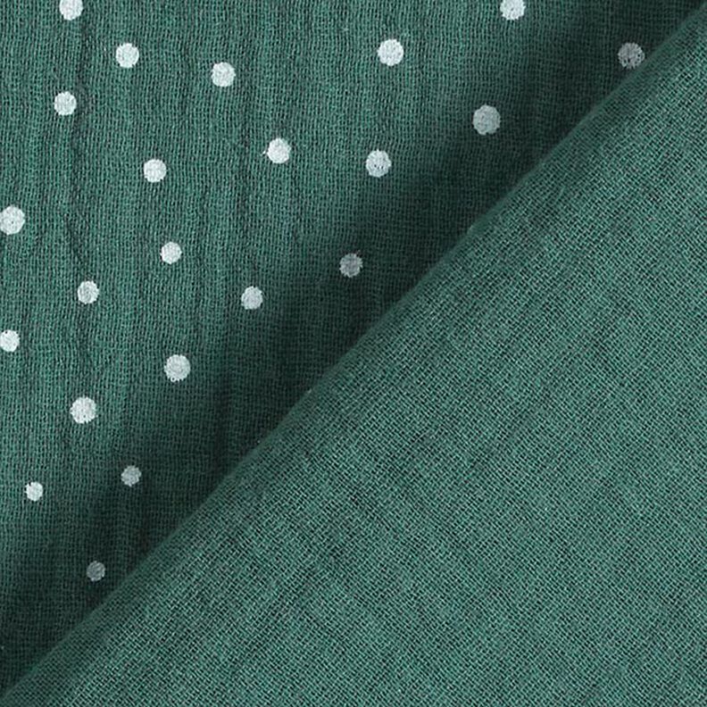 Mušelín / dvojitá mačkaná tkanina Puntíky – tmavě zelená/bílá,  image number 4