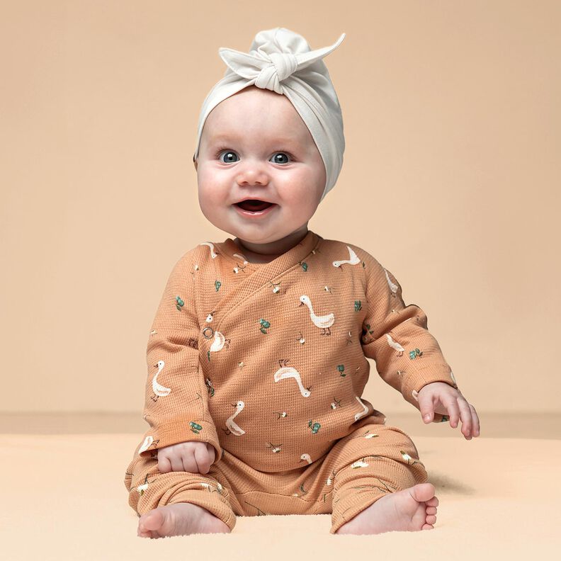 Vaflov&yacute; žerzej Husy a květiny &ndash; lososov&aacute;,  image number 5