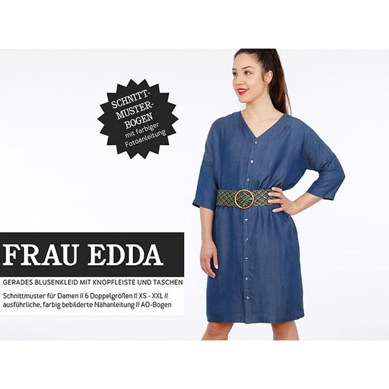 FRAU EDDA rovné halenkové šaty s knoflíkovou légou a kapsami | Studio Schnittreif | XS-XXL,  image number 1