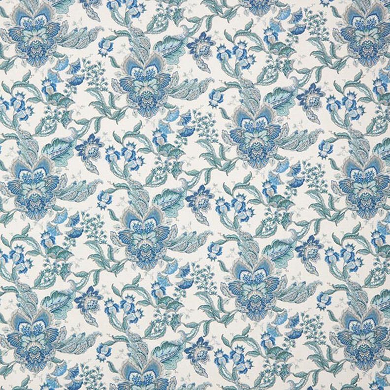 Dekorační látka Plátno Orientální květinové ornamenty 280 cm – bílá/modrá,  image number 1