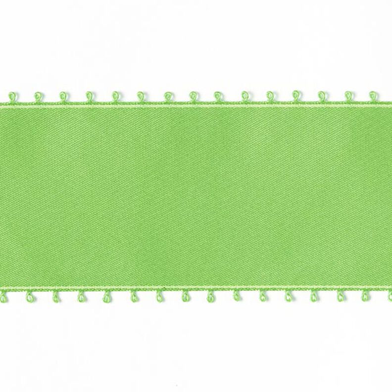 Saténová stuha s pikotkovým okrajem - jablkově zelená,  image number 1