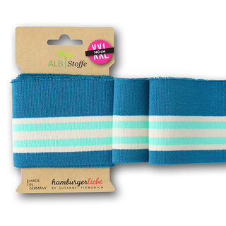 GOTS Náplety CUFF ME COLLEGE [ 140 cm | 7,5 cm ] | Albstoffe – modrá/tyrkysová, 