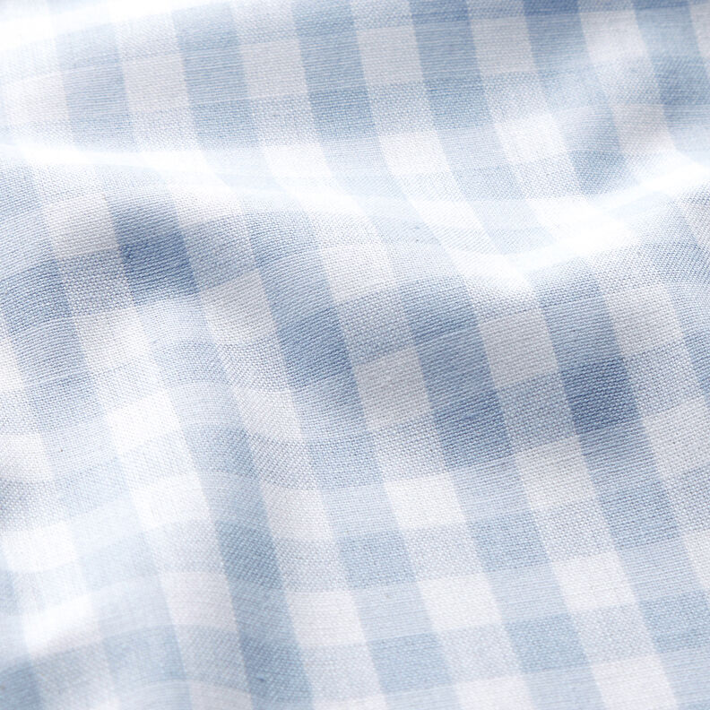 Bavlněná látka Vichy károvaná 1 cm – světle džínová modrá/bílá, image number 2