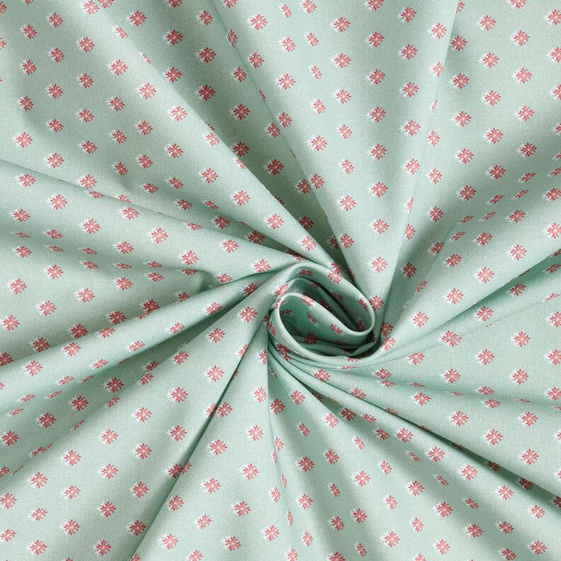 Bavlněná látka Popelín Mini hroty – světle mátová/tmavě starorůžová,  image number 3