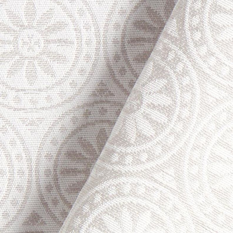 Látka pro venkovní použití Žakár Kruhové ornamenty – světle šedá/vlněná bílá,  image number 4