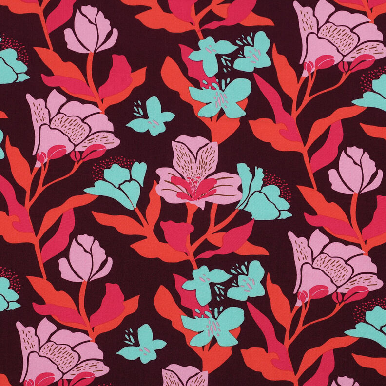 LENZING™ ECOVERO™ viskózová tkanina Amira Floral | Nerida Hansen – merlot/chili,  image number 1