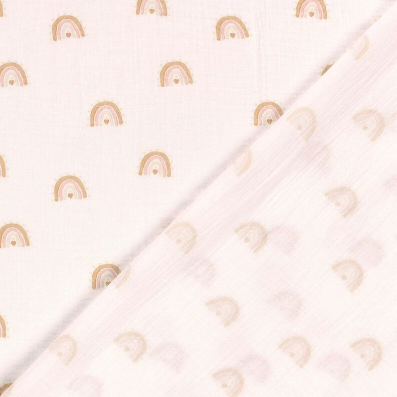 Mušelín / dvojitá mačkaná tkanina Akvarelové duhy digitální potisk – slonová kost,  image number 4