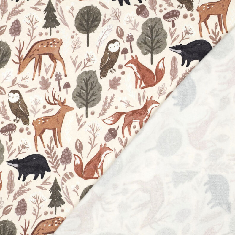 Teplákovina počesaná Zvířátka v lese digitální potisk | Poppy Fabrics – vlněná bílá,  image number 4