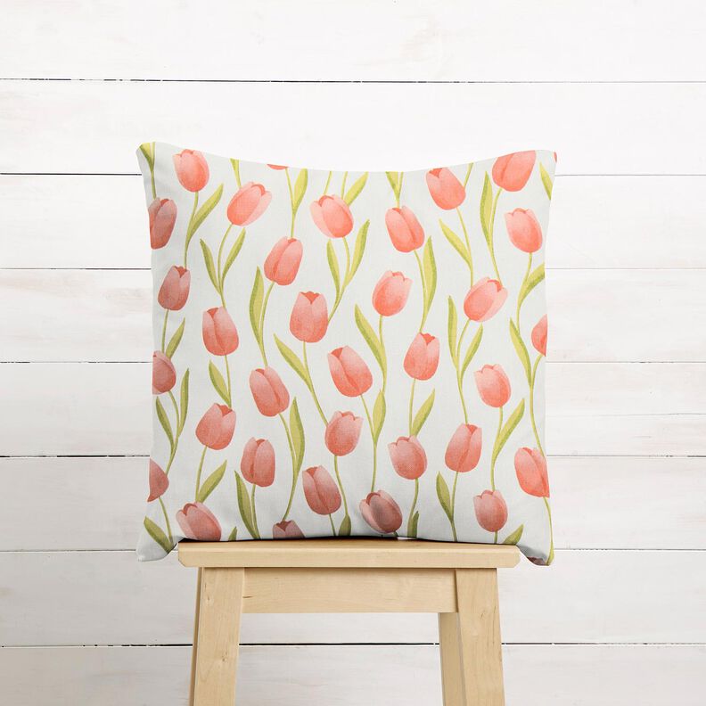 Dekorační látka Polopanama Tulipány – slonová kost/humrová,  image number 8