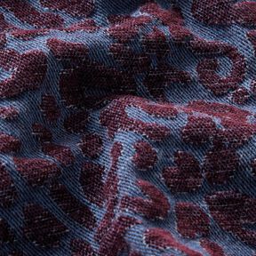 Kalhotová látka v denimovém vzhledu s leopardím potiskem – barva lilku/džínově modrá, 