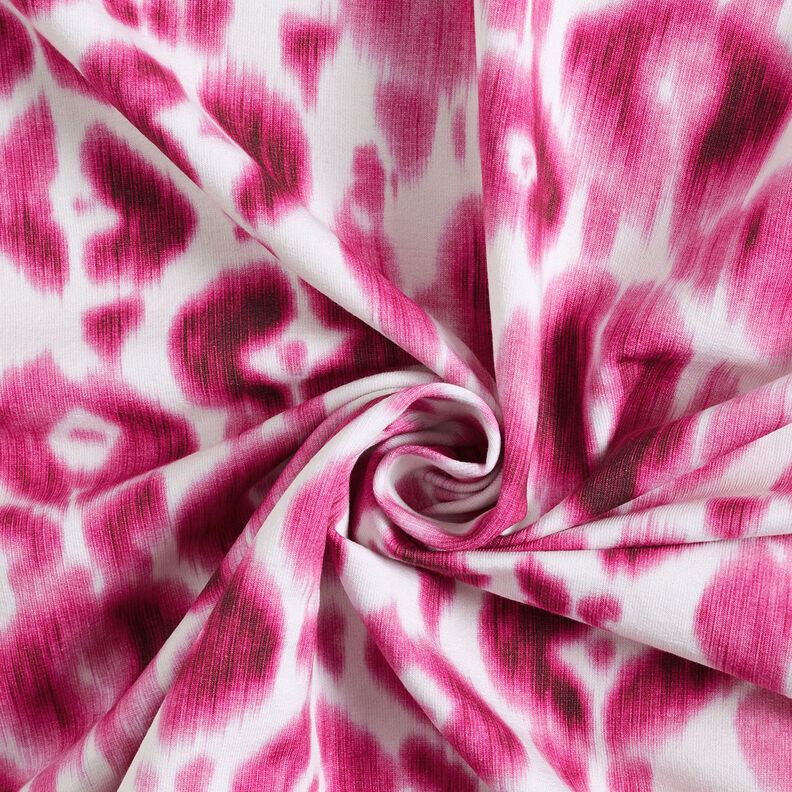 GOTS Francouzské froté Batikovaný leopardí vzor | TCC x LOOKS by Wolfgang Joop – purpurová/bílá,  image number 5