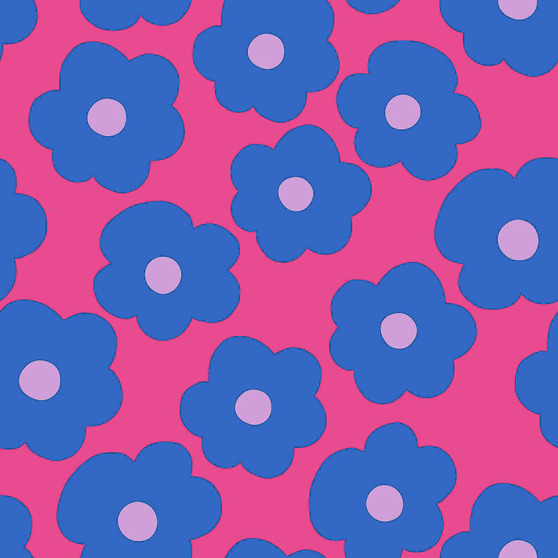 Bavlněný popelín Big Flower | Nerida Hansen – výrazná jasně růžová/džínově modrá,  image number 1