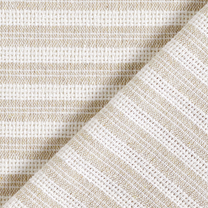 Bavlněná tkanina s horizontálními pruhy – béžová/bílá,  image number 5