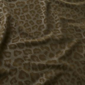 Povrchově upravená látka na kalhoty, zdrsněná, leopardí potisk – khaki, 