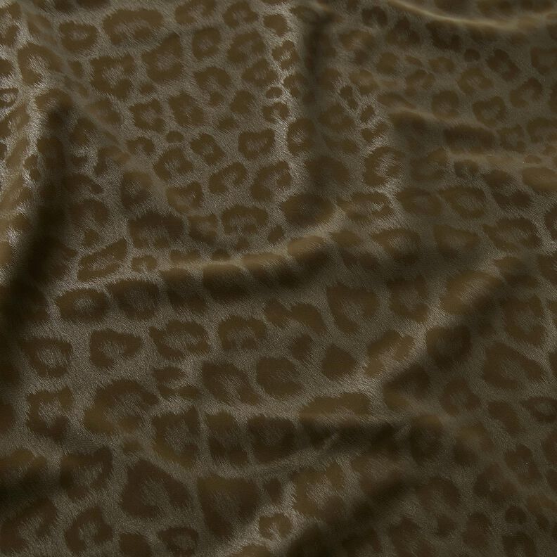 Povrchově upravená látka na kalhoty, zdrsněná, leopardí potisk – khaki, image number 2
