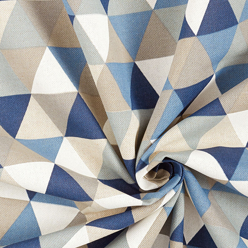 Dekorační látka polopanama Trojúhelníky – modrá,  image number 3