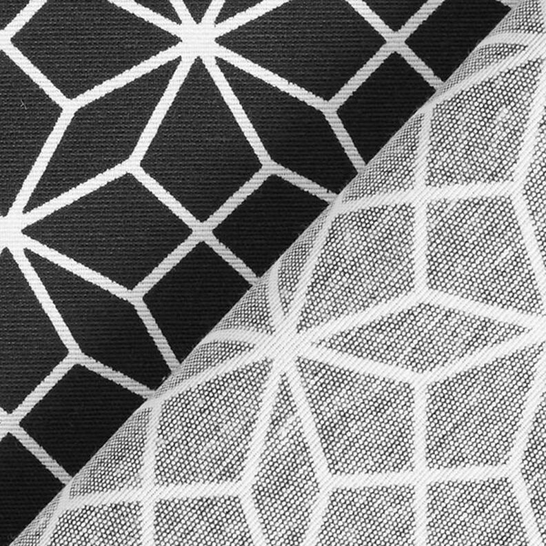Dekorační látka Plátno Kaleidoskop – černá/bílá,  image number 4