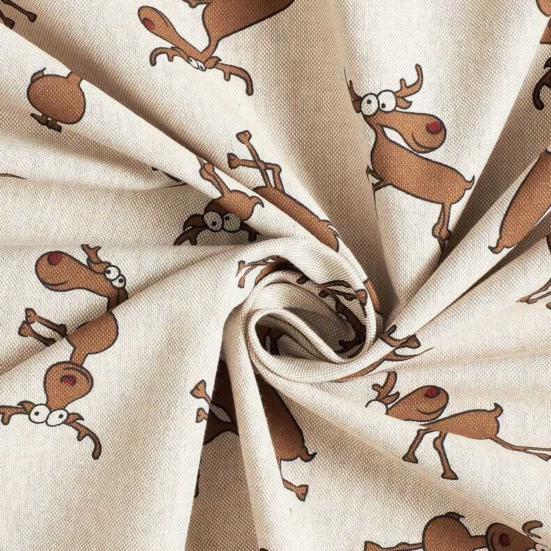 Dekorační látka Polopanama legrační sob – přírodni/hnědá,  image number 3