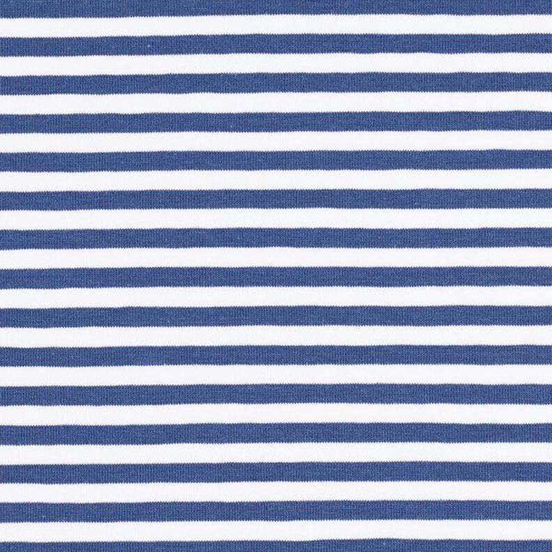 Bavlněný žerzej úzké proužky – džínově modrá/bílá,  image number 1