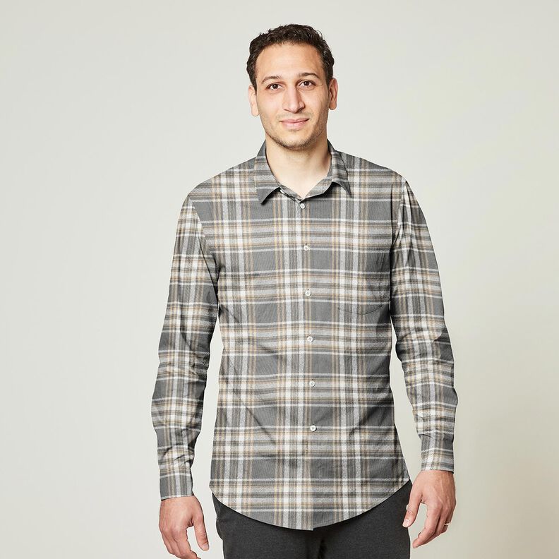 Bavlněný flanel Kostka – šedá/bílá, image number 6