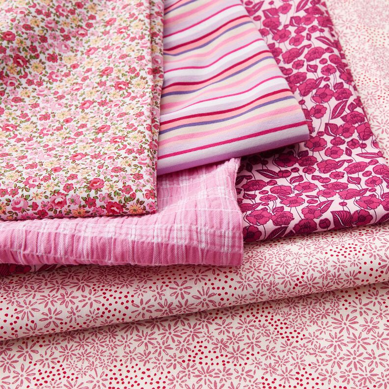 Bavlněný žerzej Úzké proužky – šeříková/pink, image number 5