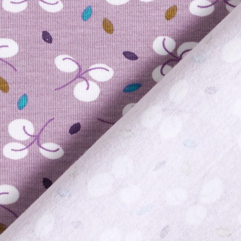 Bavlněný žerzej Větve a tečky – levandulová,  image number 4