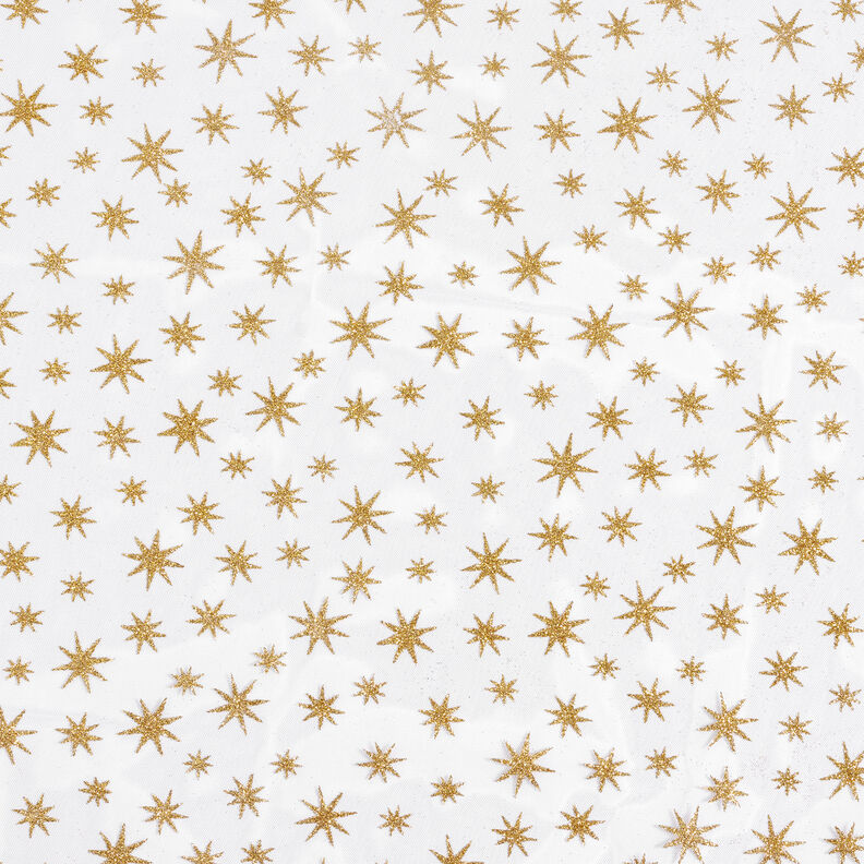 Tyl se třpitivými hvězdičkami – bílá/zlatá,  image number 6