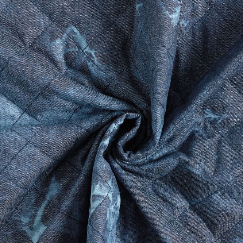 Prošívaná látka chambray batikovaná – džínově modrá,  image number 4